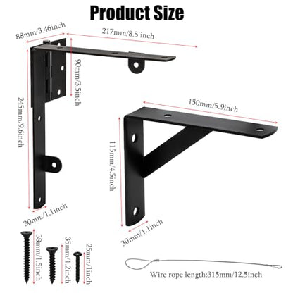 ZENFUN Anti Sag Gate Frame Kit, Gate Corner Bracket, Heavy Duty Brace Gate Hardware with Hinge and Gate, Wooden Fences-No Sag Gate Corner Brace Bracket for Doors, Corral Gates, Wood Windows