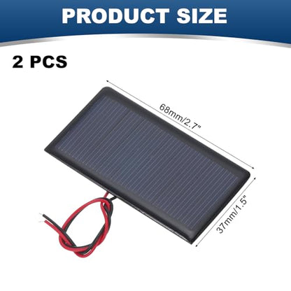 MECCANIXITY 2 Pcs 5V 0.3W 60mA Mini Solar Panels, Small Polycrystalline Solar Cell Panel with 2 Cable for DIY Electric Toy Materials Kits Charger, 68mm x 37mm - style: 5V 0.3W 60mA