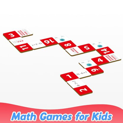 Kasfalci Subtraction Dominoes Set,Math Manipulatives Games for Kids,Counting Toys,Learning Games,Preschool Learning Activities,Homeschool Supplies,Kindergarten Classroom Must Haves,1st 2nd 3rd Grade - color: Red
