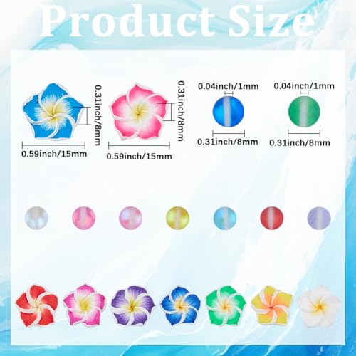 SUNNYCLUE 1 Box 150Pcs 6 Sets Flower Bracelet Making Kit Plumeria Flowers Beads with 10m Crystal String Summer Hawaii Ocean Beach Moonstone Beads for Jewelry Making Adults Supplies Adults Beginner - style: Plumeria Flower 3