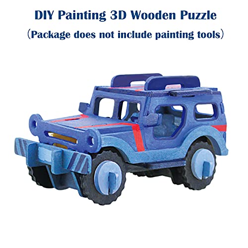 Georgie Porgy 3D Wooden Puzzles for Kids Toys Construction Woodcraft Kits DIY Model Puzzle Kits Birthday Gifts Pack of 3 (Biplane Off-Road Vehicle Yacht) - color: Biplane Off-road Vehicle Yacht