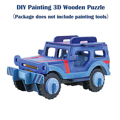 Georgie Porgy 3D Wooden Puzzles for Kids Toys Construction Woodcraft Kits DIY Model Puzzle Kits Birthday Gifts Pack of 3 (Biplane Off-Road Vehicle Yacht) - color: Biplane Off-road Vehicle Yacht