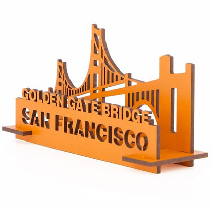 Little & Wood: Woodlet: Medium - Golden Gate Bridge - Orange, 3D Wooden Kit-Set, Landmark Construction Puzzle, Pop Build Fun, Easy Assembly, Ages 6+ - style: Golden Gate Bridge