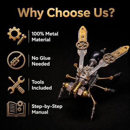 3D Metal Puzzles for Adults Teens-150+Pcs-Mechanical Wasp Bee Insect Models-3 Hours to Build-Ideal for Birthday Gifts and Decorations(Mechanical Wasp) - style: Mechanical Wasp