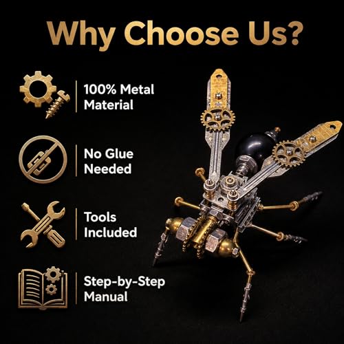 3D Metal Puzzles for Adults Teens-150+Pcs-Mechanical Wasp Bee Insect Models-3 Hours to Build-Ideal for Birthday Gifts and Decorations(Mechanical Wasp) - style: Mechanical Wasp