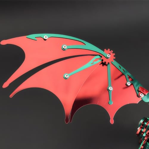 3D Model Kits for Adults,Metal Dragon Puzzle Building Set,Collectible Mechanical Engineering Crafts for Home Office Decoration & Gift（Red-Green）