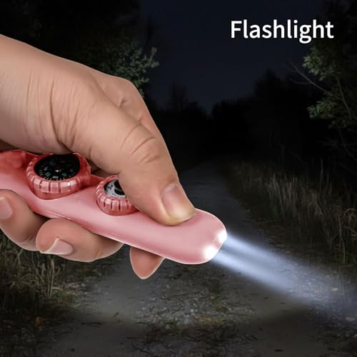 Multifunctional Survival Emergency Whistle for Kids with Compass Hiking Survival, Thermometer & Neck Lanyard | Emergency Safety Gear for Hiking, Camping, Kayaking, Boating, Climbing - color: pink