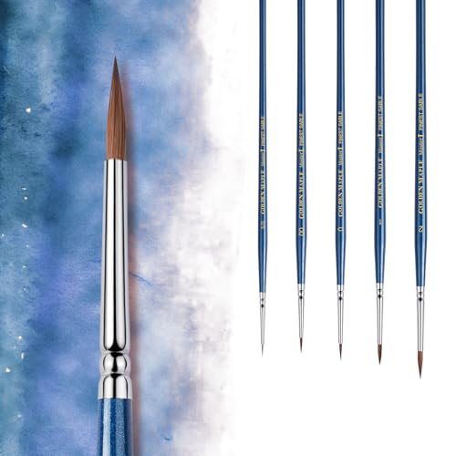 Golden Maple Kolinsky Sable Brushes, Miniature Paint Brushes - size: 5/0 2/0 0 1 2 Pointed Round
