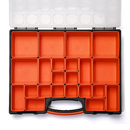 EMENTOL 2PCS Multi-Purpose Portable Organizer Box Set with 44-Removable Compartments, 2 Pieces Professional Boxes with Dimension 16.2"L*13"W*2.3"H - size: 2 PCS