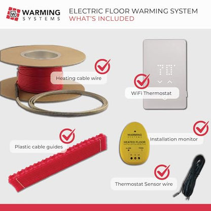 260 Sqft 240V Electric Radiant Floor Heating Kit – Includes Heating Cable, WiFi-LED Thermostat, Sensor, Cable Guides, Installation Monitor and Under Tile Heated Floors - size: 260 Sq Ft (240 Volt)