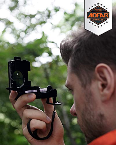 AOFAR AF-4074 Military Compass for Hiking,Lensatic Sighting Waterproof,Durable,Inclinometer for Camping,Boy Scount,Geology Activities Boating - color: Black