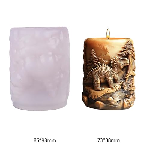 Dragon Dinosaur Animal Cylinder Molds Silicone Wave Spiral Candle Mold - Silicone Resin Casting Molds for Candle & Resin & Soap Craft Supplies - color: xre-GJ-109