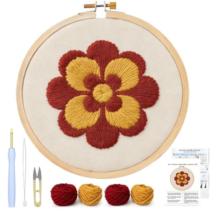 AohaiNova Punch Needle Kit for Adult Beginners,Punch Needling Set Flower - color: 05-Flower
