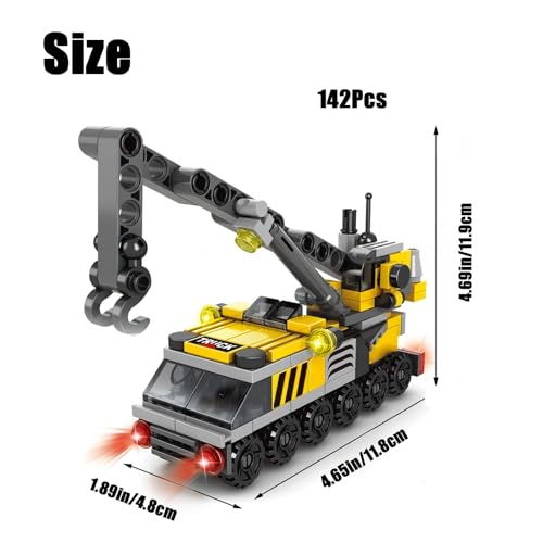Rescue Construction Truck Building Blocks Set - 7 in 1 Engineering Vehicle Toy with Rotating Crane Arm, Rolling Wheels | STEM Educational Gift for Kids Ages 6-12 | Fire Truck & Emergency Playset - color: Crane Engineering