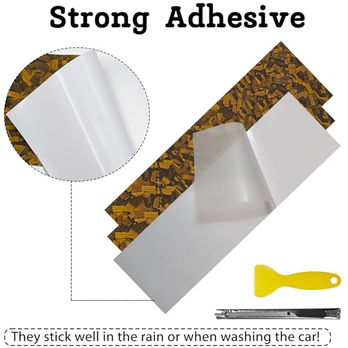 QianBao Compatible with 11.8" x 4" Chevy Bowtie Emblem Vinyl Wrap Kit - color: Forged Carbon Fiber Gold