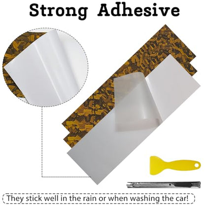 QianBao Compatible with 11.8" x 4" Chevy Bowtie Emblem Vinyl Wrap Kit - color: Forged Carbon Fiber Gold