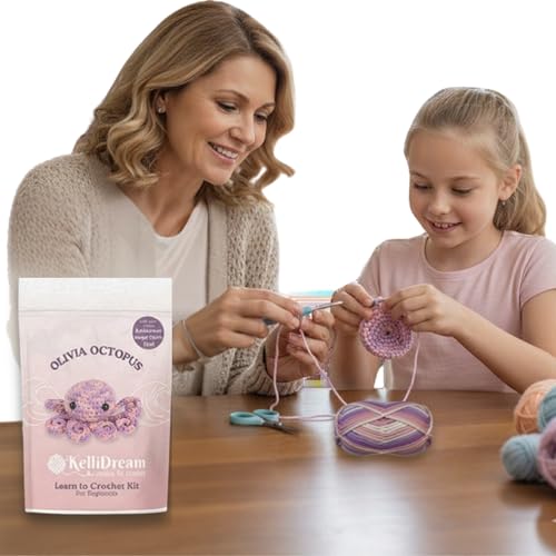 KelliDream Magic Circle Tool Inclusive Learn to Crochet Kit for Beginners; Step-by-Step Video Tutorials; All Supplies to Make Cute Amigurumi (Octopus) - color: Octopus