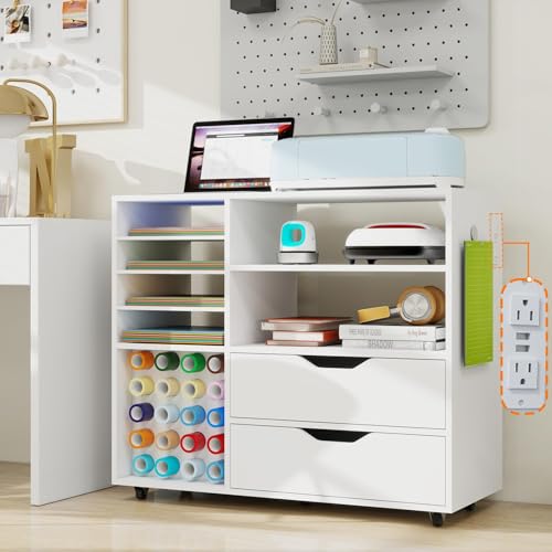 Rolling Craft Storage Cart with 2 Drawers Compatible for Cricut