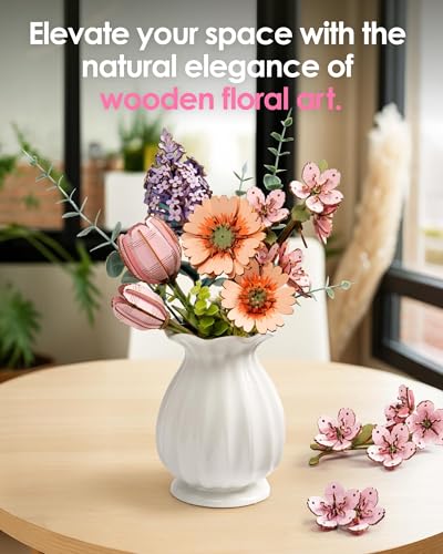 rowood 3D Wooden Puzzles for Adults,DIY Artifical Flower Botanical Collection Building Craft Kit,Mother's Day/Valentine's Day/Teacher's Day Purple Moth Orchid - style: Purple Moth Orchid