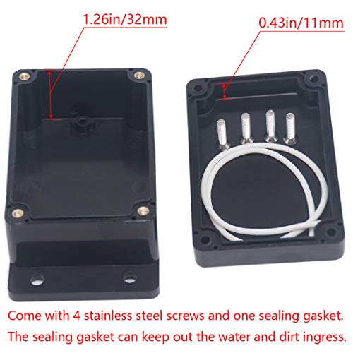 2Packs Junction Box IP65 Waterproof ABS Plastic Electrical Project Case Power Junction Boxes, Project Box with Fixed Ear Black 3.94x2.68x1.97 inch(100x 68 x50 mm) - color: Fixed Ear Design, size: 3.94"x2.68"x1.97"(2Pcs)