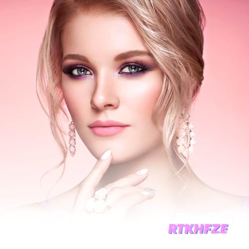Almond Press on Nails Long Fake Nails Pink French Tip False Nails Purple Ombre Stick on Nail Water drops Swirl Glue on Nails Cute Sparkly Artificial Nail for Women 24Pcs - color: Style02