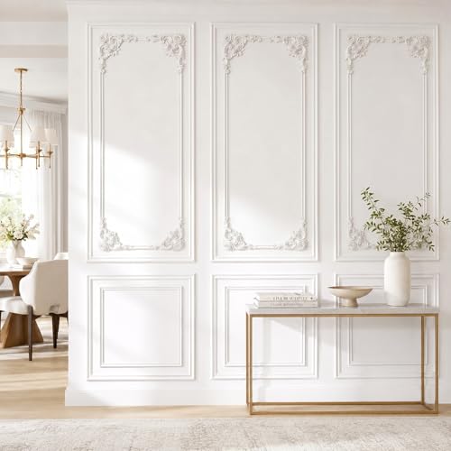 DoubleFill Wall Molding Kit Premade Molding Panel with Corner Accent, Rose - style: Rose Style