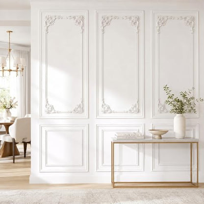 DoubleFill Wall Molding Kit Premade Molding Panel with Corner Accent, Rose - style: Rose Style