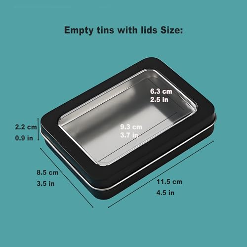 2-Pack Black Window Tin Boxes for Rhinestones - color: Black, size: 2 Pcs Clear Lid 4.5" x 3.5" x 0.9"