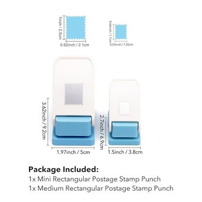 BAOFALI 2Pcs/Set Stamp Punch,Stamp Puncher, 0.6 x 0.5 inch, 1 x 0.8 Inch, Rectangular Stamps Punch, Lever Craft Hole Cutter Puncher, Paper Punches for Journaling Crafting DIY Scrapbooking Crafts - color: 1 x 0.8 Inch+0.6 x 0.5 inch