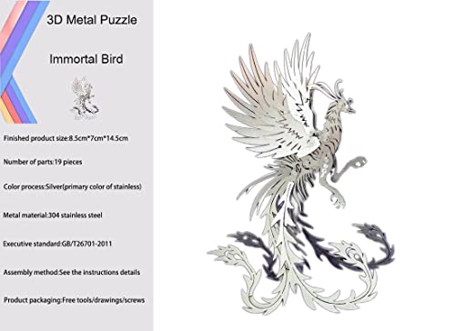 FILASLFT 3D Metal Puzzles for Adults,Mechanical Model Kit Undead Bird - color: B2-undead Bird-silvery