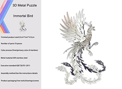 FILASLFT 3D Metal Puzzles for Adults,Mechanical Model Kit Undead Bird - color: B2-undead Bird-silvery