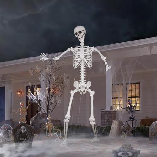 7.9ft Halloween Giant Skeleton, Tall Outdoor Skeleton with Full Body Posable Joints, Scary Plastic Large Skeleton for Halloween Haunted House Spooky Scene Decorations - size: 1p 7.9ft