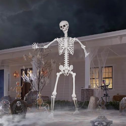 7.9ft Halloween Giant Skeleton, Tall Outdoor Skeleton with Full Body Posable Joints, Scary Plastic Large Skeleton for Halloween Haunted House Spooky Scene Decorations - size: 1p 7.9ft