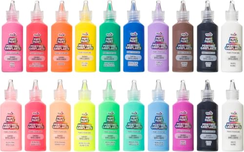 Tulip Puff Paint 20-Color Party Pack, Multi-Surface, Premium Quality, Nontoxic & Waterproof Craft Paint, Permanent on Fabric, Rainbow - color: multi-colored