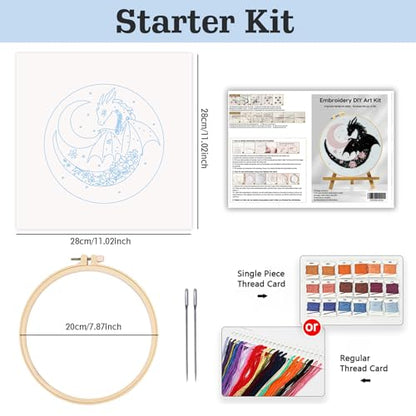 JOZYSH Black Dragon Handmade DIY Embroidery kit,Suitable for Adult Beginners,Includes Embroidery Cloth, Instructions, Embroidery Frame and Needle and Thread, Suitable for Holiday Gifts (Dragon) - style: Dragon