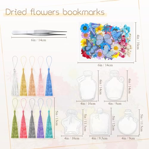 Taobary 91 Pcs DIY Dried Flowers Bookmarks Transparent, Elegant Color - color: Elegant Color