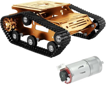 Smart Robot Car Chassis Kit Full Metal Big Tank Chassis with 2WD Motors for Arduino Raspberry Pi Jetson Python DIY Smart Car Learning Kit (Gold 1, with Encoder Motor) - color: Gold1