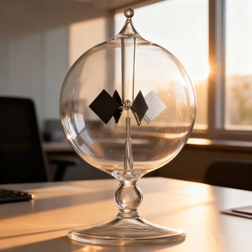 Clear Solar Power Crookes Radiometer Sun Light Energy Glass Windmill Spinning Vanes