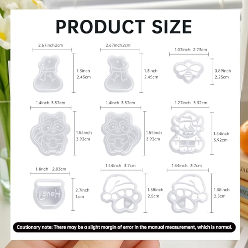 9 Pack Christmas Polymer Clay Cutters - Honey Jar/Bee/Bear/Dog Paw/Cow/Raccoon, Ideal Polymer Clay Molds & Polymer Clay Earring Cutters for Christmas Jewelry Making Easter Gifts - color: cattle