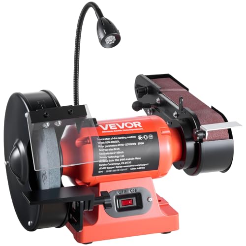 VEVOR 8" Bench Grinder & 2" x 28" Belt Sander Combo, 350W Professional Grinding Sanding Machine with LED Work Light & Protective Eye Shield for Metalworking, Woodworking, Knife Sharpening - size: 8" Grinder & 2" x 28" Belt Sander Combo