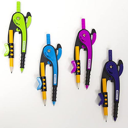 BAZIC PRODUCTS Scale-Arm Compass with #2 Pencil & 6 in Protractor, 4-Set - size: 1 Count (Pack of 4)