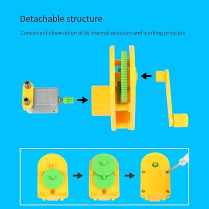 Portable Hand Cranked Power Generator Handheld Crank Generator Science Experiments STEM Building Toy for Student Teen ABS Plastic
