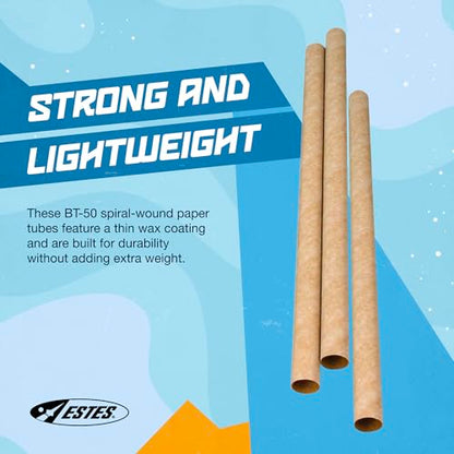Estes 3086 Pack of 3 BT-50 Body Tubes, Flying-Model-Rocket Building Supplies, Rocket Model Kit Accessories for Ages 10+