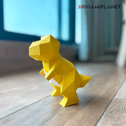 3D Dinosaur Origami Paper Craft Kit, T-Rex Cute DIY Pre-Cut 3D Papercraft for Teens & Adults, Creative Handmade Animal Figurine Paper Sculpture STEM Puzzle Origami Gift Set