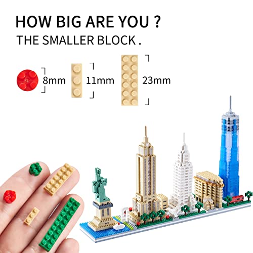 YaJie New York Skyline Micro Mini Blocks Building Set, Collection Model Kit - Detailed City Architecture for Adults（3452 Pcs） - color: New York Skylines