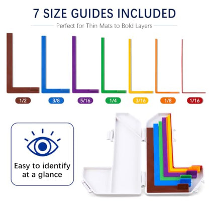 7Pcs Paper Crafting Alignment Guides with Storage Case, Precision Layering & Matting Spacers, 1/16 to 1/2 Inch Layering Matting Spacing Positioning Tools for Card Making Scrapbooking & DIY Paper Craft - color: 7 Colors Alignment Guides