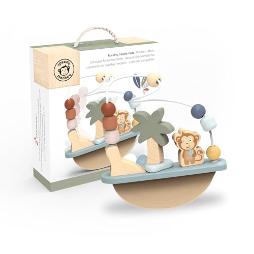 SPEEDY MONKEY Wooden Rocking Bead Maze | Monkey & Palm Tree Toy for Kids - color: Rocking Beads Maze
