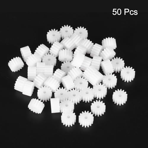 MECCANIXITY 50 Pcs Plastic Gears 15 Teeth Plastic Motor Gear Model 152A Reduction Gear for RC Car Model DIY Robot (White, Module 0.5) - style: 15 Teeth