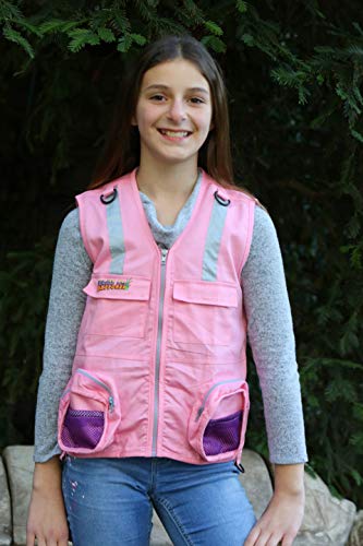 Kids Cargo Vest for Boys and Girls with Reflective Safety Straps - color: Pink, size: Large-X-Large