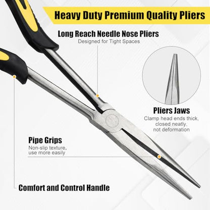 Long Needle Nose Pliers-11’’, for Home,Fishing, Jewelry,Crafts, 1pcs - size: One-11in